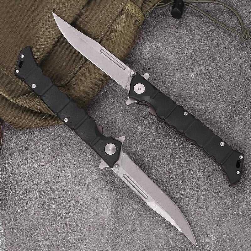 Folding Knife – Large Clip Point GFN Handle Spring Lock Tactical Military EDC