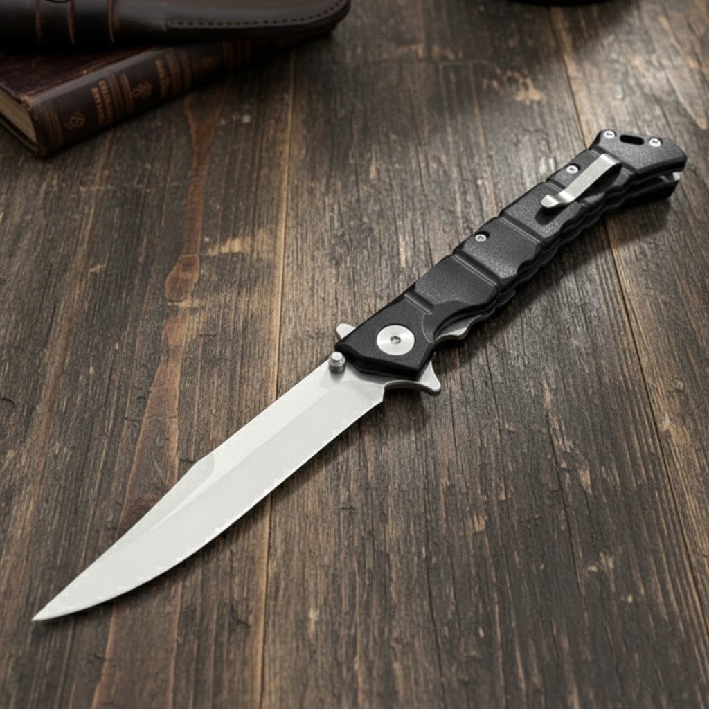 Folding Knife – Large Clip Point GFN Handle Spring Lock Tactical Military EDC