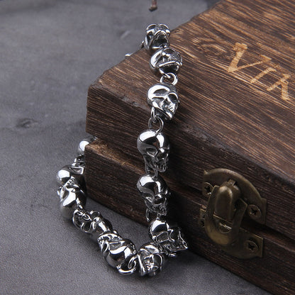 Gothic Skull Bracelet – Viking Graveyard Punk Chain Handcrafted