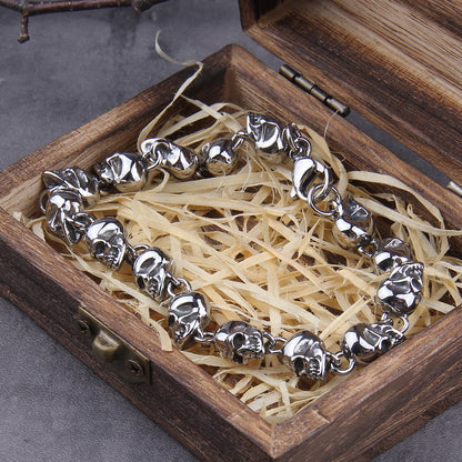 Gothic Skull Bracelet – Viking Graveyard Punk Chain Handcrafted