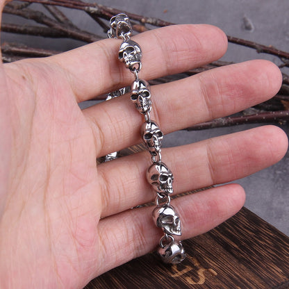 Gothic Skull Bracelet – Viking Graveyard Punk Chain Handcrafted