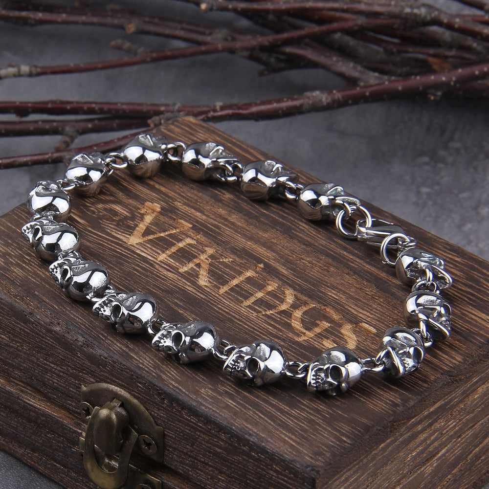 Gothic Skull Bracelet – Viking Graveyard Punk Chain Handcrafted