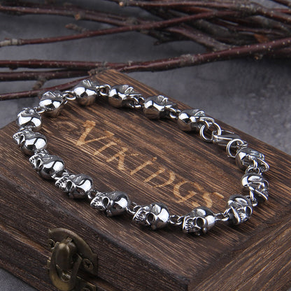 Gothic Skull Bracelet – Viking Graveyard Punk Chain Handcrafted
