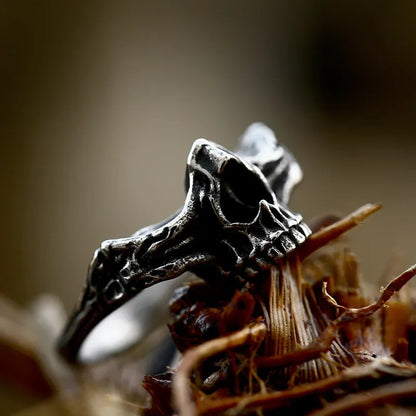 Gothic Skull Ring – Punk with Nasal Bones Biker Hip Hop Dark Statement