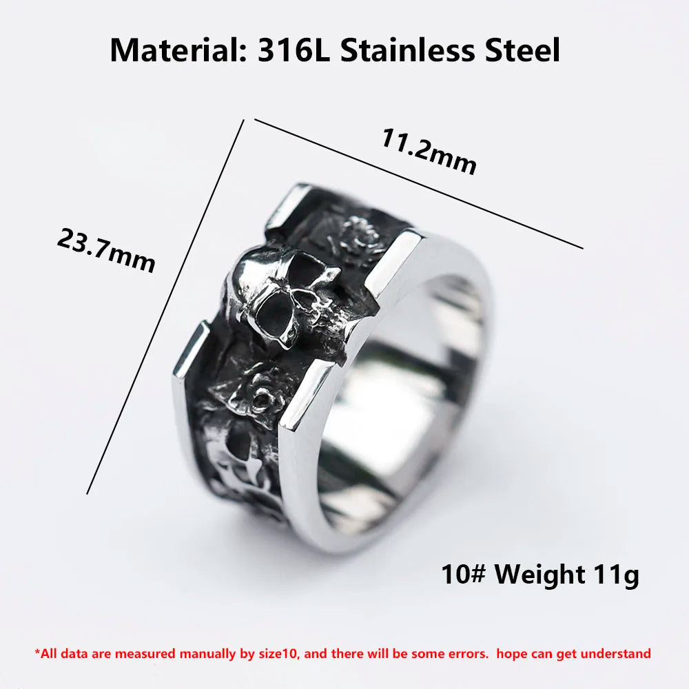 Gothic Skull Ring – Roses Punk Vintage Dark Statement for Alternative Styling, Collecting