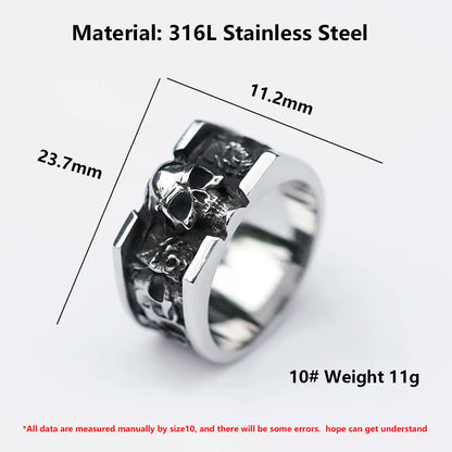 Gothic Skull Ring – Roses Punk Vintage Dark Statement for Alternative Styling, Collecting