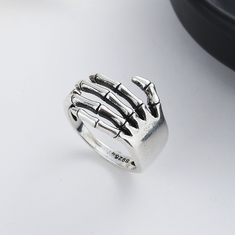 Gothic Skull Ring – Skeleton Wrap Hand Adjustable Dark Glamour Statement