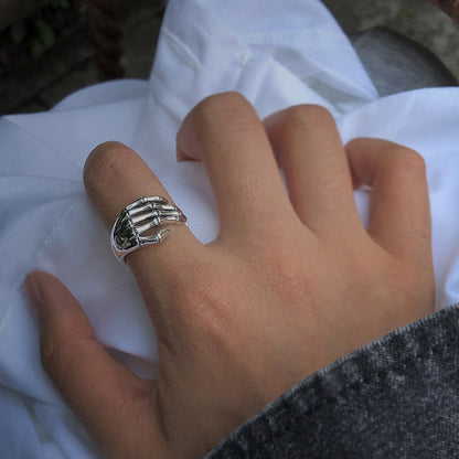 Gothic Skull Ring – Skeleton Wrap Hand Adjustable Dark Glamour Statement