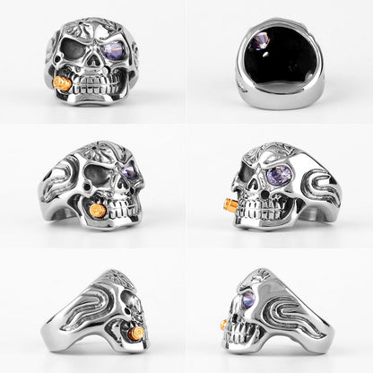 Gothic Skull Ring – Smoking Soldier Punk Biker Hip Hop Statement