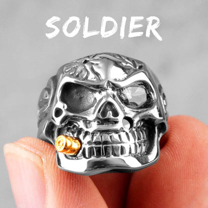 Gothic Skull Ring – Smoking Soldier Punk Biker Hip Hop Statement