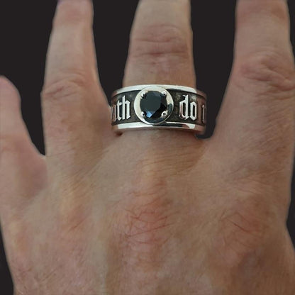 Gothic Skull Ring – Til Death Do Us Part Black Zircon Punk Eternal Love