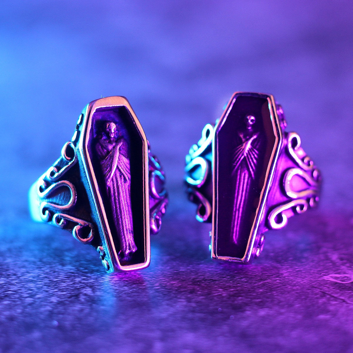 Gothic Skull Ring – Vampire Coffin Punk for Alternative Styling, Collecting, And Everyday