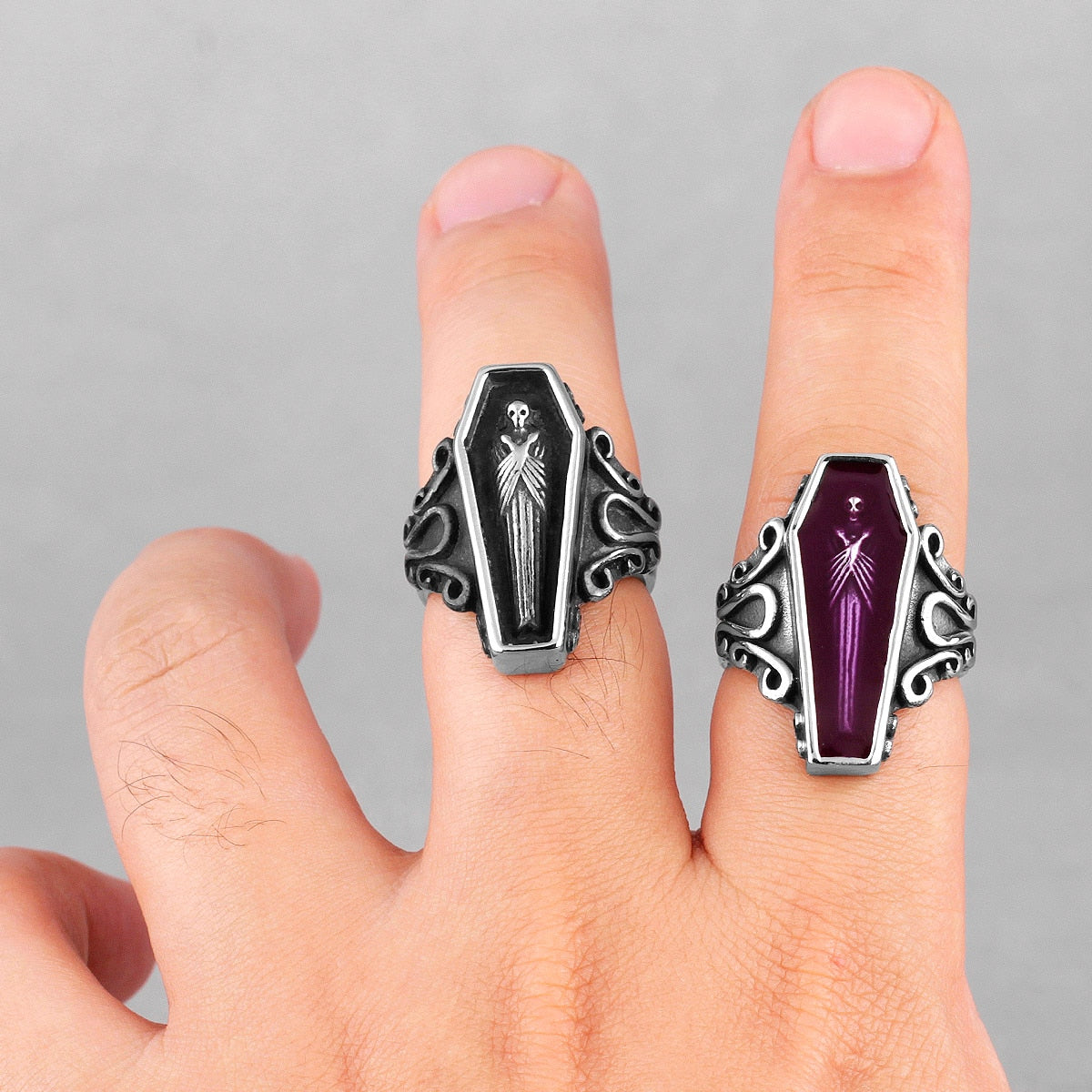 Gothic Skull Ring – Vampire Coffin Punk for Alternative Styling, Collecting, And Everyday