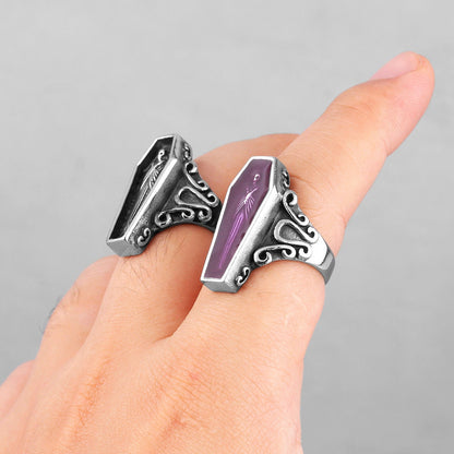 Gothic Skull Ring – Vampire Coffin Punk for Alternative Styling, Collecting, And Everyday
