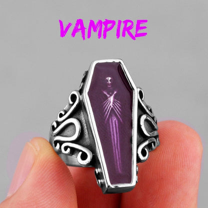 Gothic Skull Ring – Vampire Coffin Punk for Alternative Styling, Collecting, And Everyday