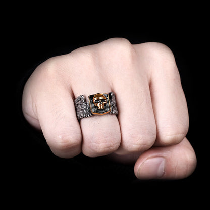 Gothic Skull Ring – Wing Motorcycle Punk Biker Rock Statement