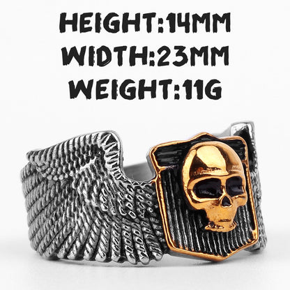 Gothic Skull Ring – Wing Motorcycle Punk Biker Rock Statement