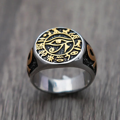 Gothic Stainless Steel Ring – Eye of Horus Amulet Egyptian Punk