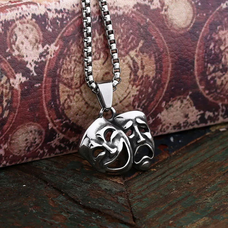 Gothic Statement Necklace – Haunted Duality Smile Cry Face Punk Dark