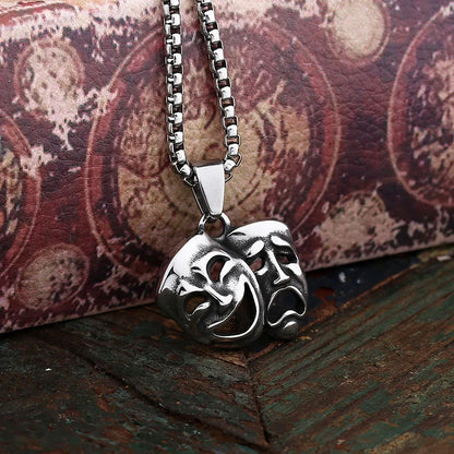 Gothic Statement Necklace – Haunted Duality Smile Cry Face Punk Dark