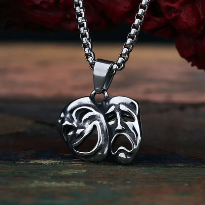 Gothic Statement Necklace – Haunted Duality Smile Cry Face Punk Dark