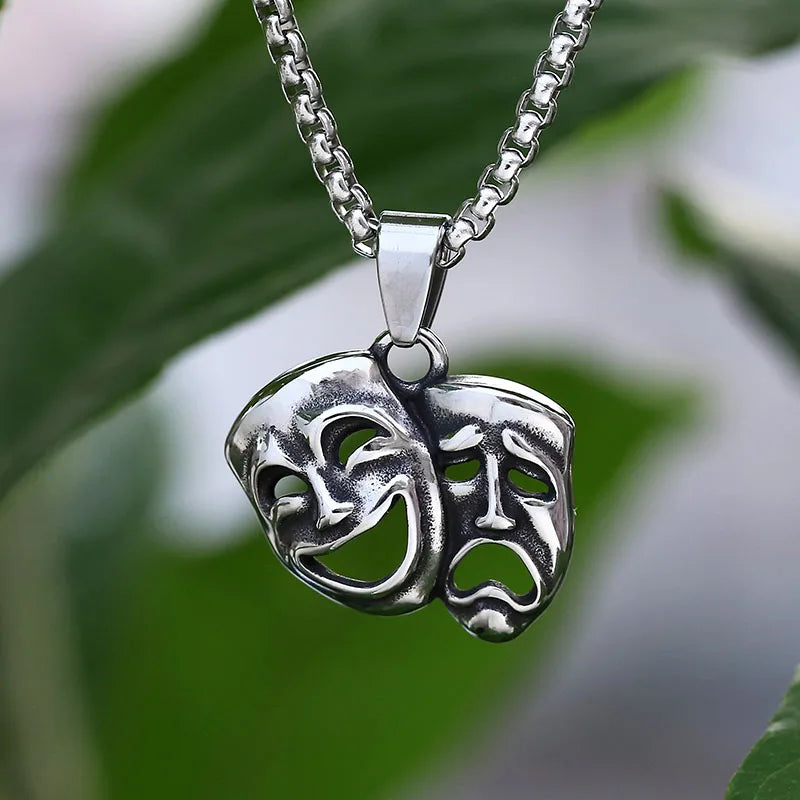Gothic Statement Necklace – Haunted Duality Smile Cry Face Punk Dark