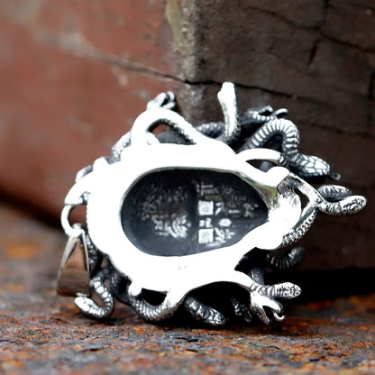 Gothic Statement Necklace – Medusa with Gorgon Pendant Spiga Chain Punk