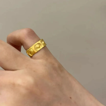 Gothic Statement Ring – Buddha with Speak No Evil Half Face Spiritual