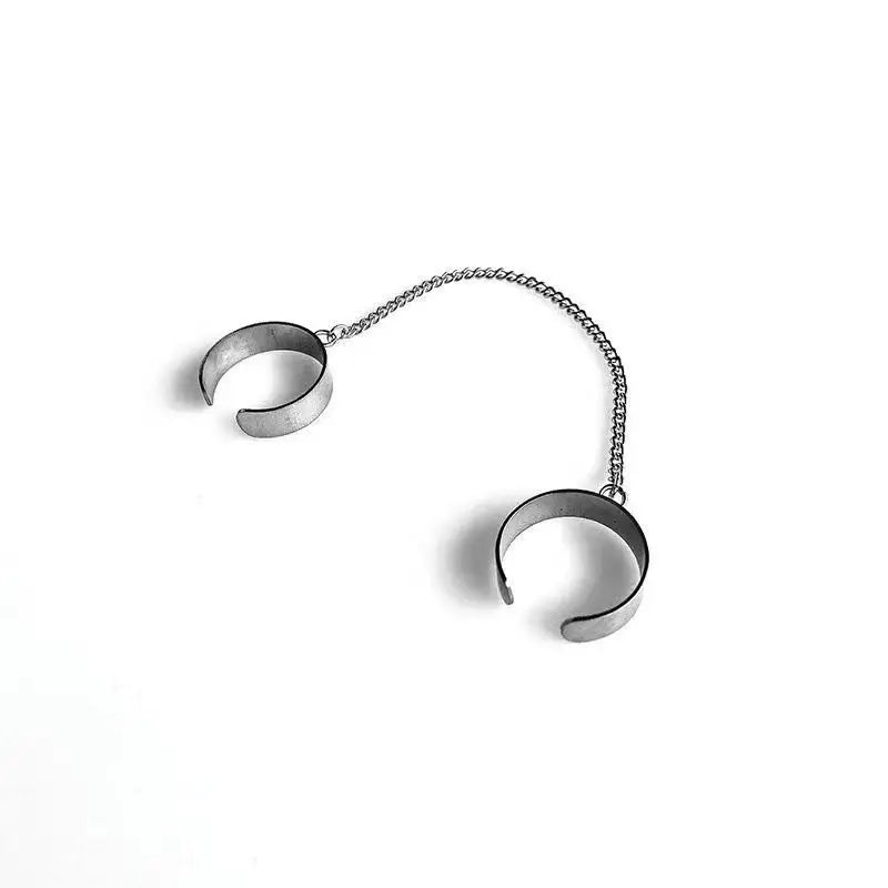 Gothic Statement Ring – Double Band Chain Link Punk Hip Hop Adjustable