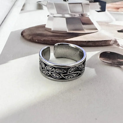 Gothic Statement Ring – Evil Eye with Devil Punk Vintage Retro