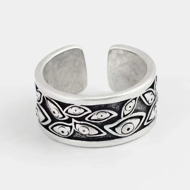 Gothic Statement Ring – Evil Eye with Devil Punk Vintage Retro