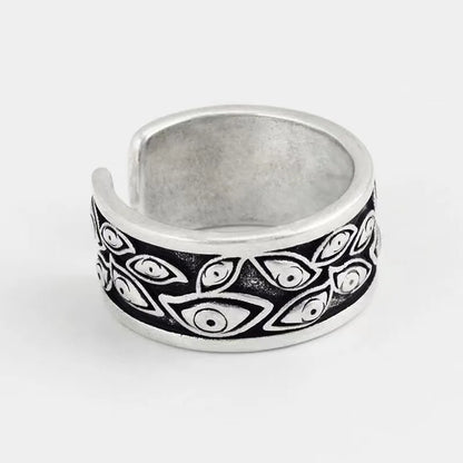 Gothic Statement Ring – Evil Eye with Devil Punk Vintage Retro