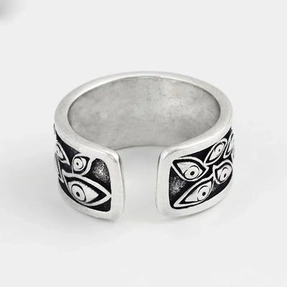 Gothic Statement Ring – Evil Eye with Devil Punk Vintage Retro