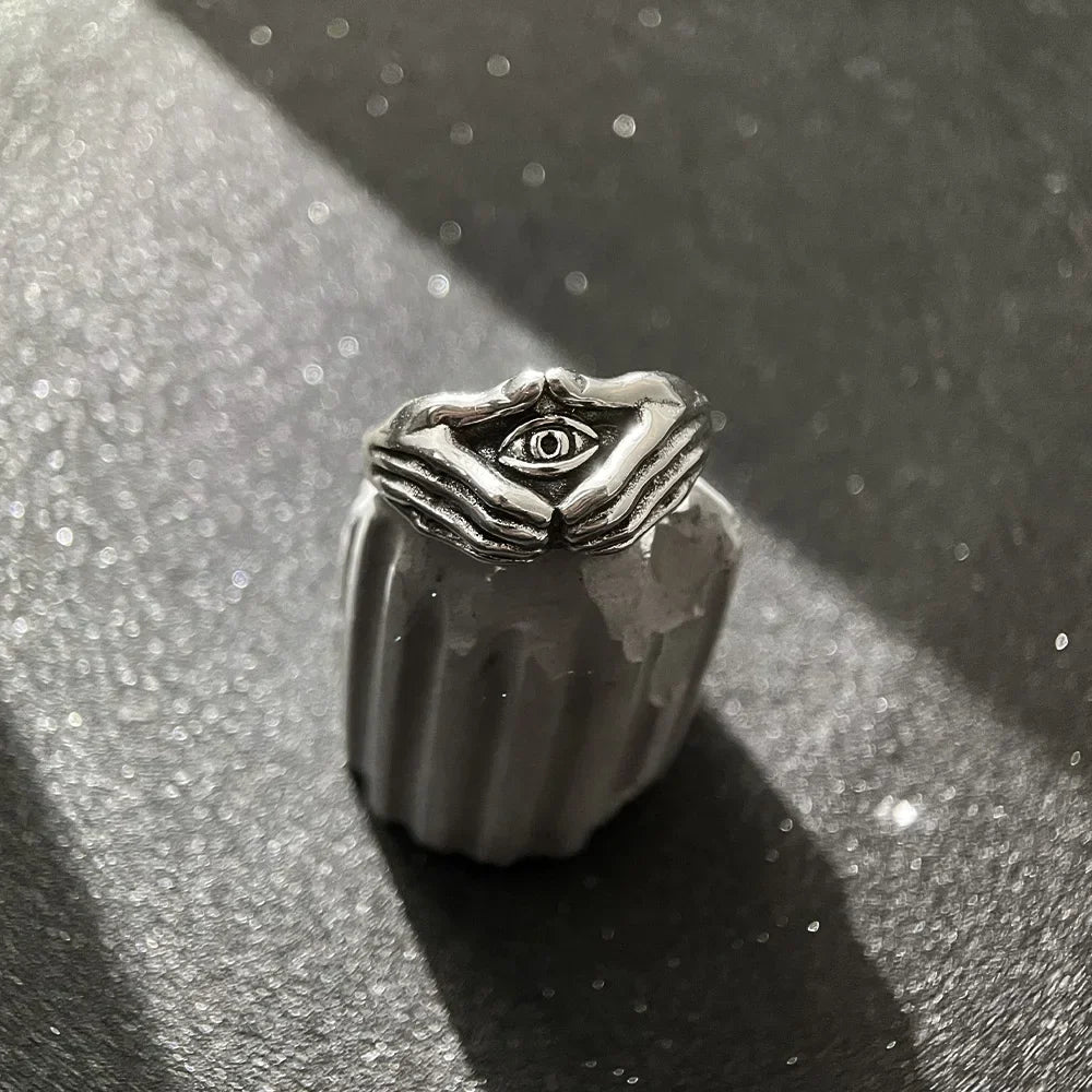 Gothic Statement Ring – Eye with Omnisight Guardian Peace Vintage Punk