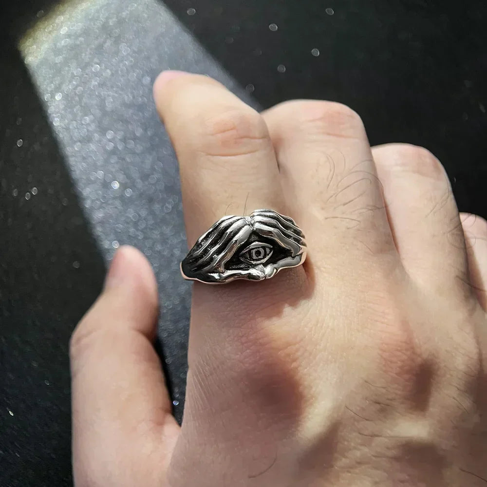 Gothic Statement Ring – Eye with Omnisight Guardian Peace Vintage Punk