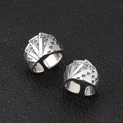 Gothic Statement Ring – Royal Flush Poker Card Punk Vintage for Alternative Styling