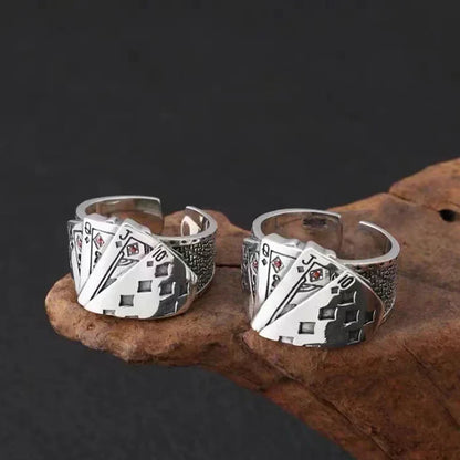 Gothic Statement Ring – Royal Flush Poker Card Punk Vintage for Alternative Styling
