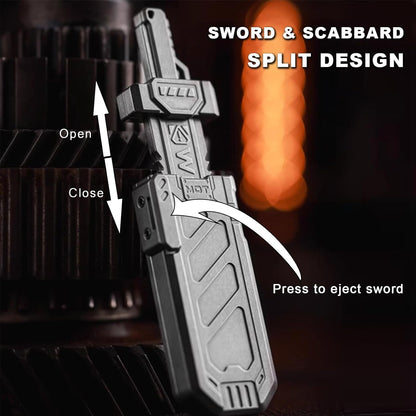 Haptic Fidget Slider – Sky Breaker Metal with Sword & Scabbard Press Mechanism
