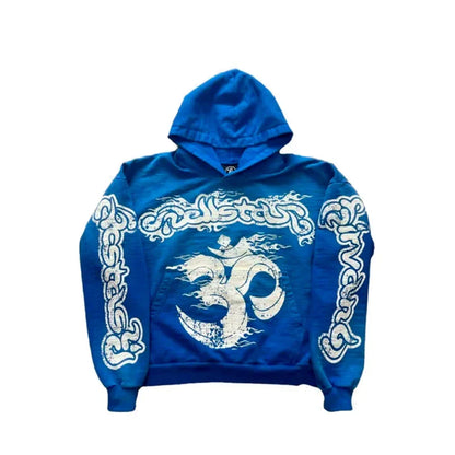 Hellstar Records Hoodie Blue White