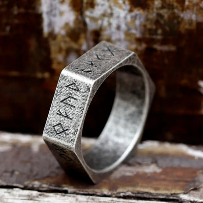 Hex Rune Ring – Dark Band for Alternative Styling, Collecting, And Everyday Accessories
