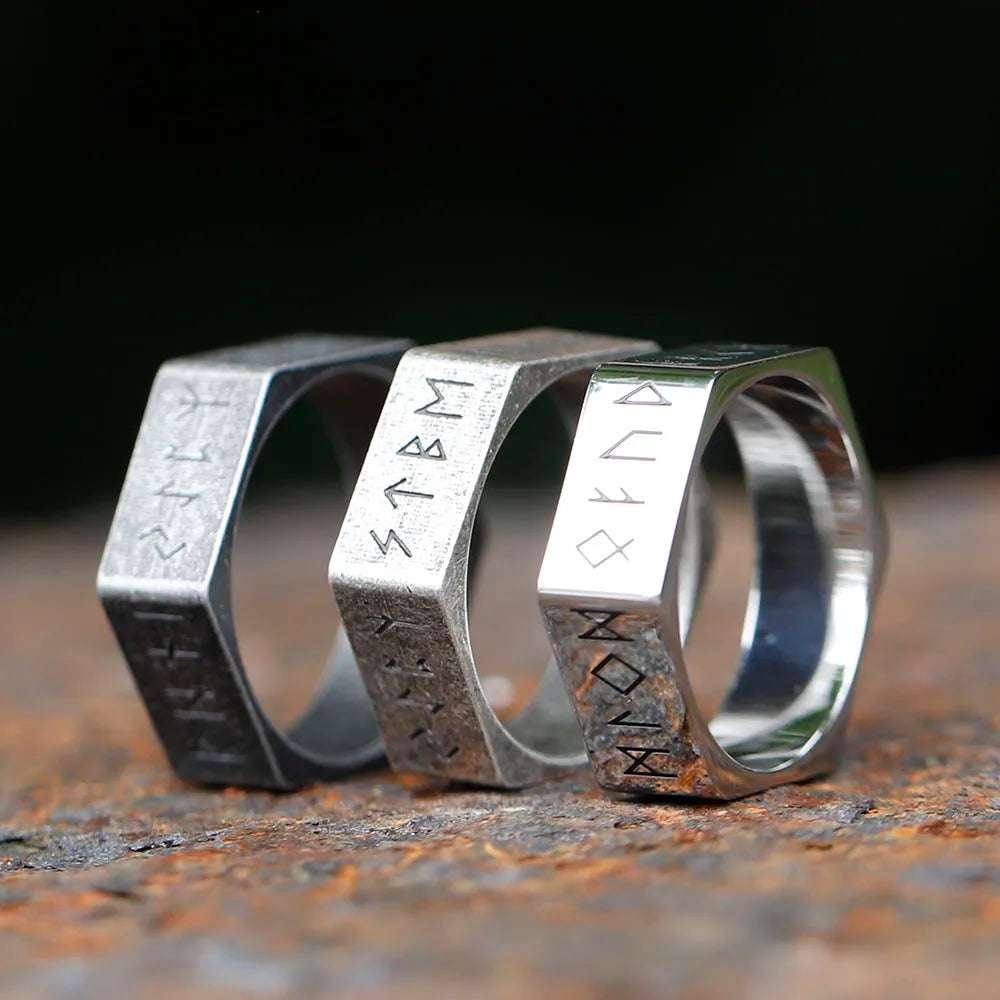 Hex Rune Ring – Dark Band for Alternative Styling, Collecting, And Everyday Accessories