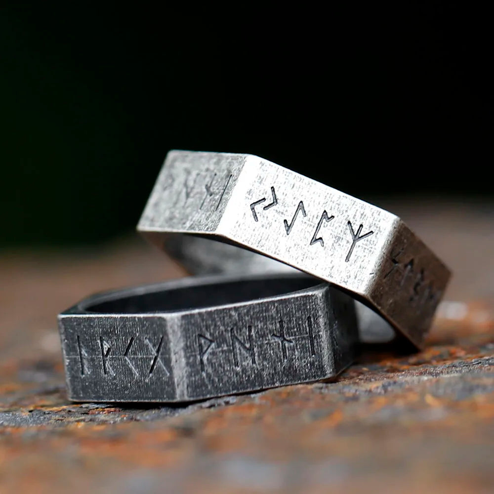 Hex Rune Ring – Dark Band for Alternative Styling, Collecting, And Everyday Accessories