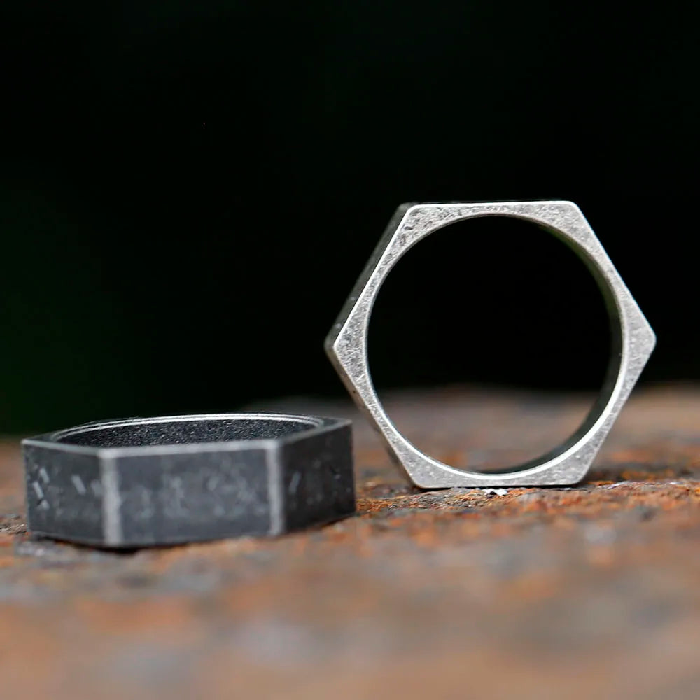 Hex Rune Ring – Dark Band for Alternative Styling, Collecting, And Everyday Accessories