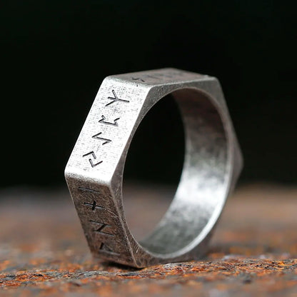 Hex Rune Ring – Dark Band for Alternative Styling, Collecting, And Everyday Accessories