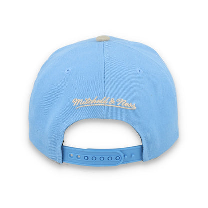 Mitchell & Ness Oakland Athletics 40TH Anniversary Side Patch Pro Pitch Snapback Hat-Light Blue/Beige
