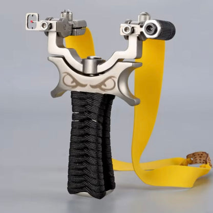 Hunting Slingshot – 360° Rotating Stainless Steel with Fiber Optic & Laser Sight