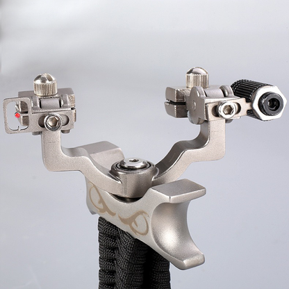 Hunting Slingshot – 360° Rotating Stainless Steel with Fiber Optic & Laser Sight
