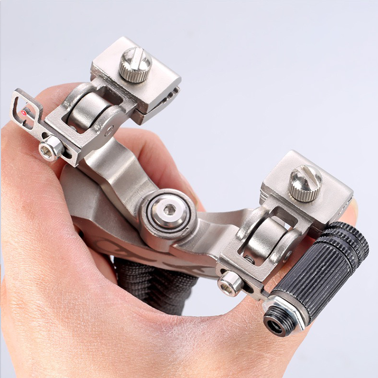 Hunting Slingshot – 360° Rotating Stainless Steel with Fiber Optic & Laser Sight