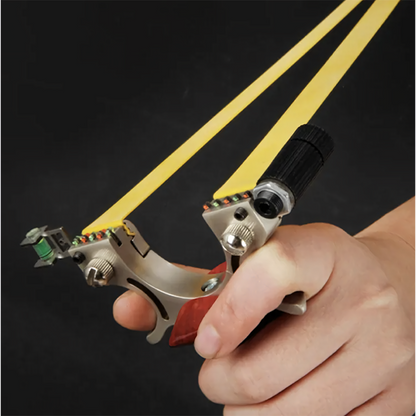 Hunting Slingshot – Adults with Stainless Steel Wood Handle with Laser & Fiber Optic Sight