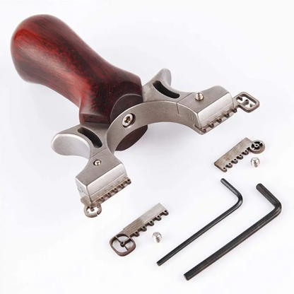 Hunting Slingshot – Adults with Stainless Steel Wood Handle with Laser & Fiber Optic Sight